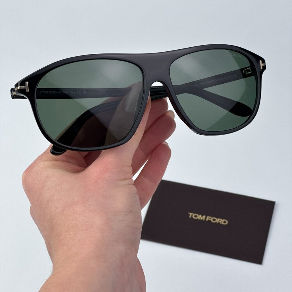 Tom Ford Men Black Green Polarized BRAND NEW Sunglasses PRESCOTT FT1027 01R
